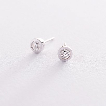 Золотые серьги-пусеты с бриллиантами сб0279ca №3