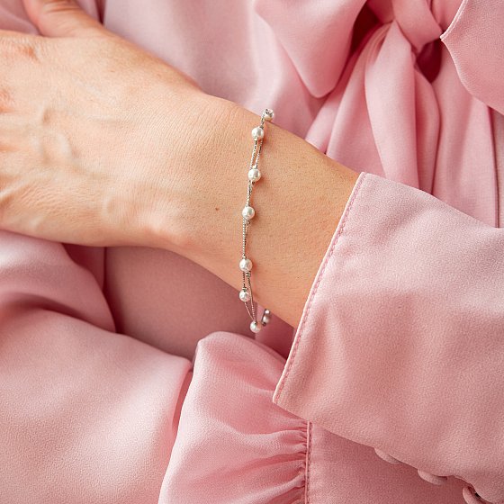 Серебряный браслет с жемчугом 141907 №2