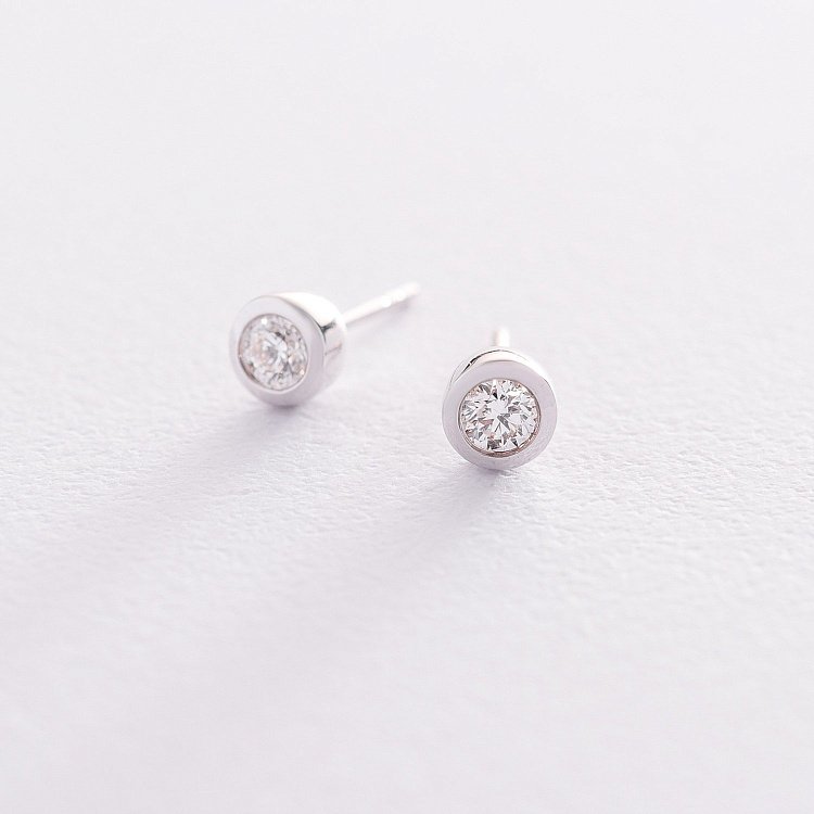 Золотые серьги-пусеты с бриллиантами сб0279ca от ювелирного магазина Оникс - 2