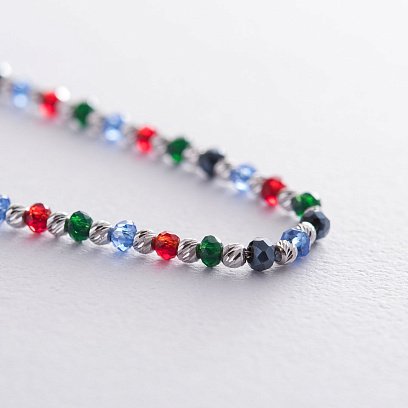 Серебряное колье (разноцветные фианиты) 181008 №6