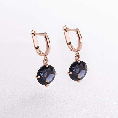 Золоті сережки "Захоплення" з синт. топазом с08573 №5