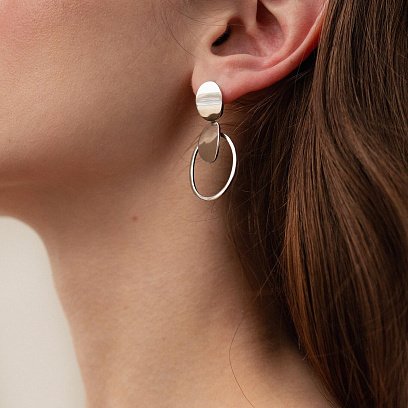 Серебряные серьги "Овальные" 123253 №2