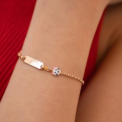 Золотий дитячий браслет "Hello Kitty і Сонечко" з емаллю б05449 №2