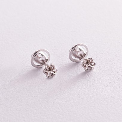 Серебряные серьги - пусеты с фианитами 12850 №3