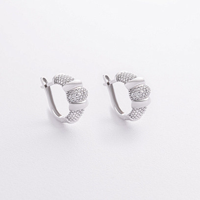 Серьги "Marie" в белом золоте (фианиты) с09421