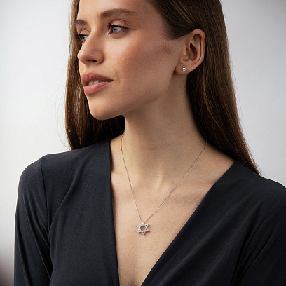 Золотой кулон "Звезда Давида" (бриллиант) пб0409ri №2