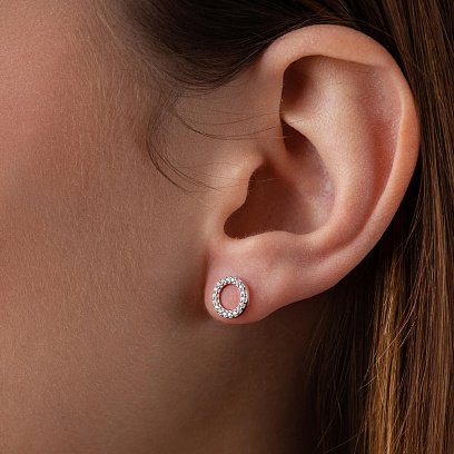 Срібні сережки - джекети з фіанітами OR116110 №7