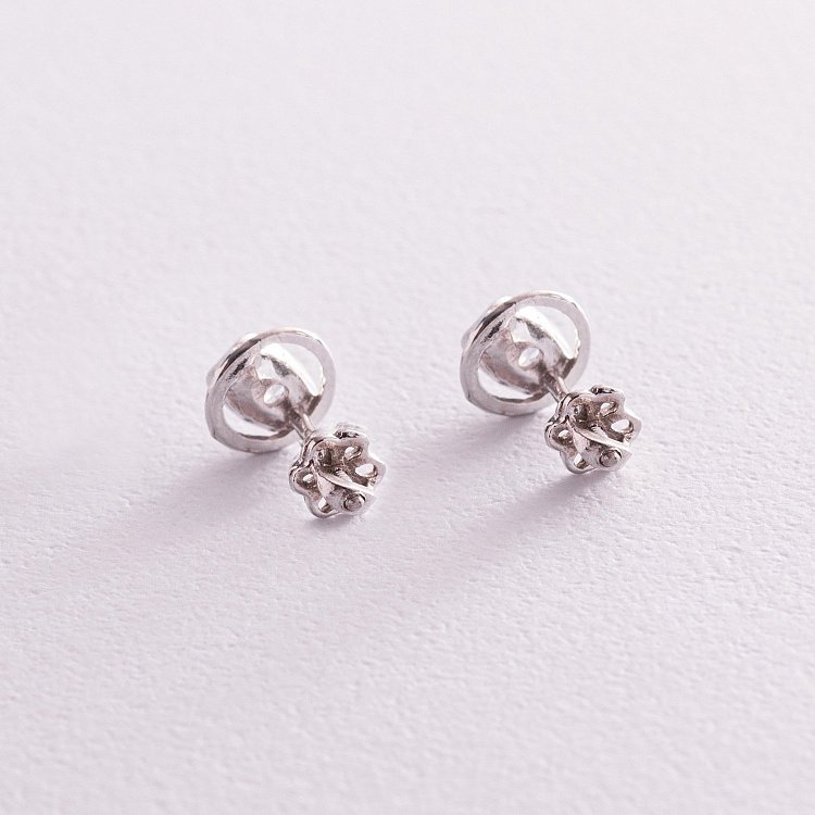 Серебряные серьги - пусеты с фианитами 12850 от ювелирного магазина Оникс - 2