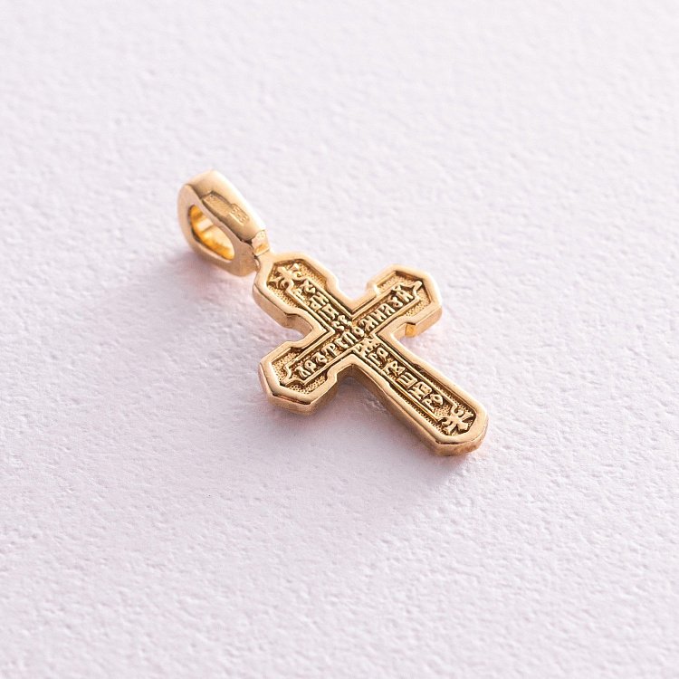 Срібний хрестик з чорнінням і позолотою 132388 від ювелірного магазину Онікс - 4