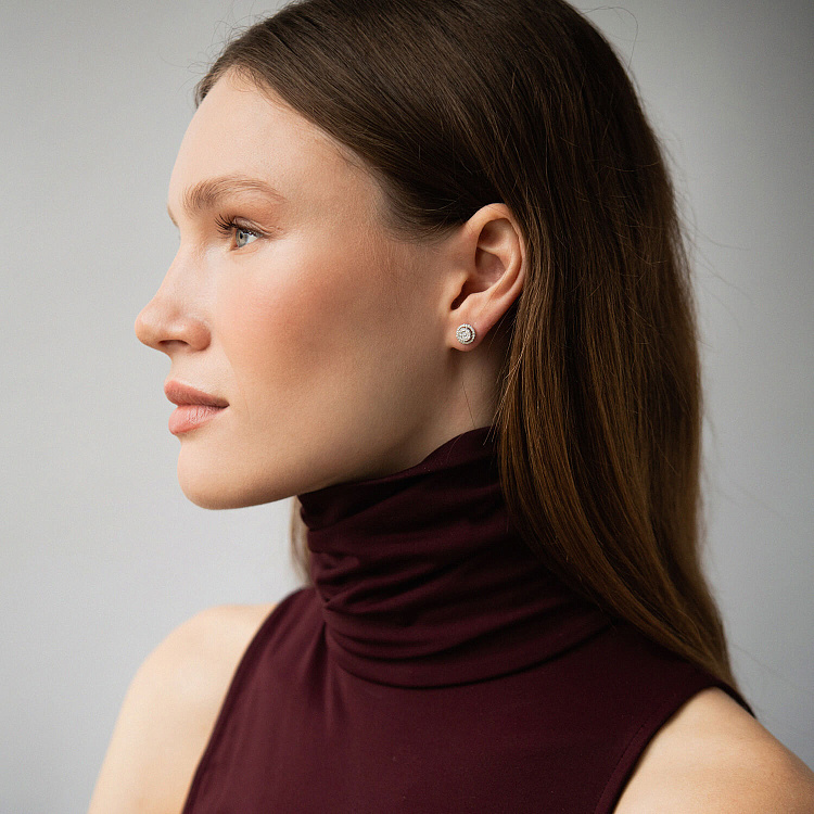 Золоті сережки - пусети з діамантами сб0616cha від ювелірного магазину Онікс - 1