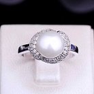 Срібний перстень з фіанітами і культ. прісн. перлами 111084 от ювелирного магазина Оникс - 3