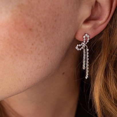 Золотые серьги - пусеты "Бантики" с бриллиантами с542