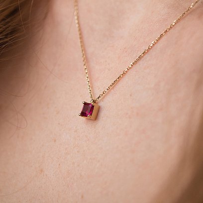 Золоте кольє "Альма" (рожевий фіаніт) кол02367 №6