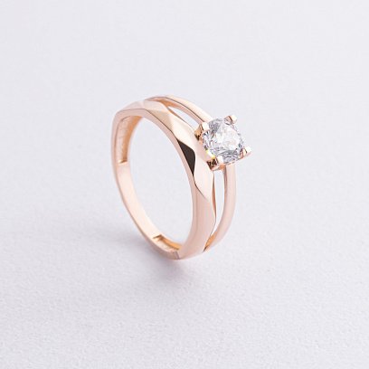 Помолвочное золотое кольцо с фианитом к06433