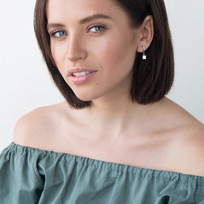 Золоті сережки "Квадратики" с06164 №3