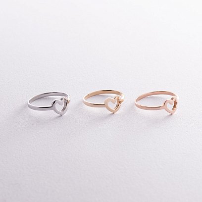 Кольцо "Сердечко" в белом золоте к07394 №3