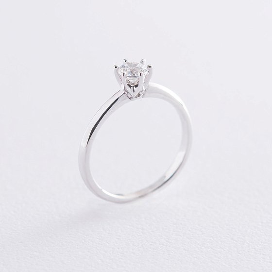 Заручальна каблучка в білому золоті (куб. цирконій Swarovski) к06322