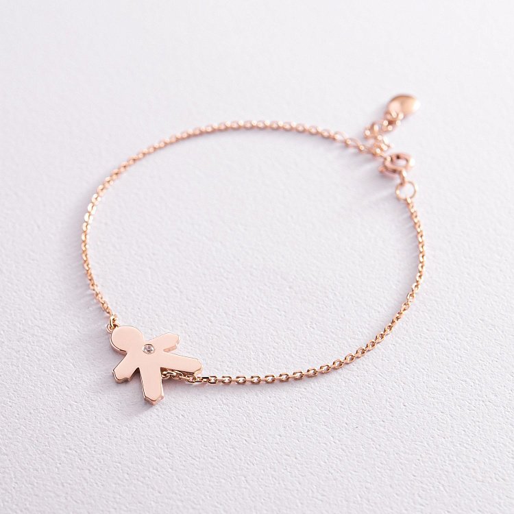 Браслет "Мальчик" в красном золоте (возможна гравировка) з2078 от ювелирного магазина Оникс