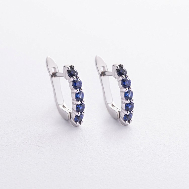 Срібні сережки з сапфірами 2523/1p-HSPH від ювелірного магазину Онікс