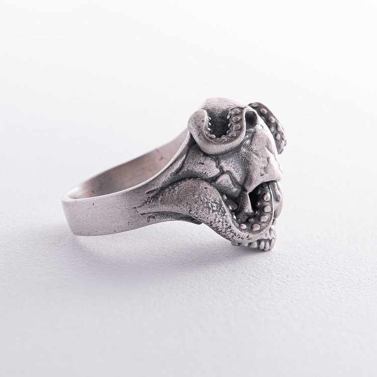 Мужское серебряное кольцо "Череп со щупальцами осьминога" 112716 от ювелирного магазина Оникс - 9
