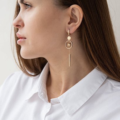 Золоті сережки "Сонце" на англійській застібці с06532 №3