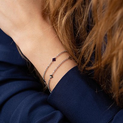 Двойной браслет "Клевер" в белом золоте б05180 №6