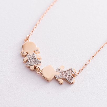 Золотой браслет "Мальчик и девочка" (фианит) б04822 №3