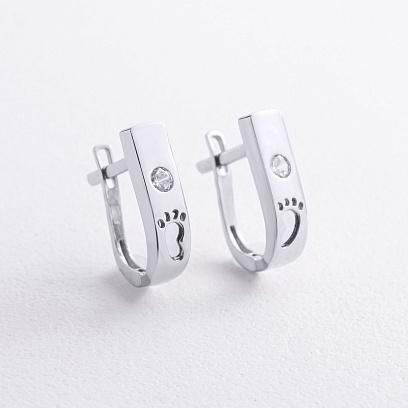 Золоті сережки "Ніжки немовляти" (фіаніти) с08647