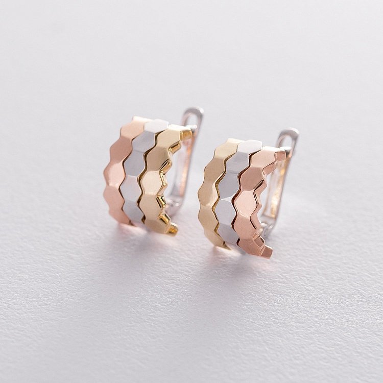 Золоті сережки на англійській застібці с06162 від ювелірного магазину Онікс