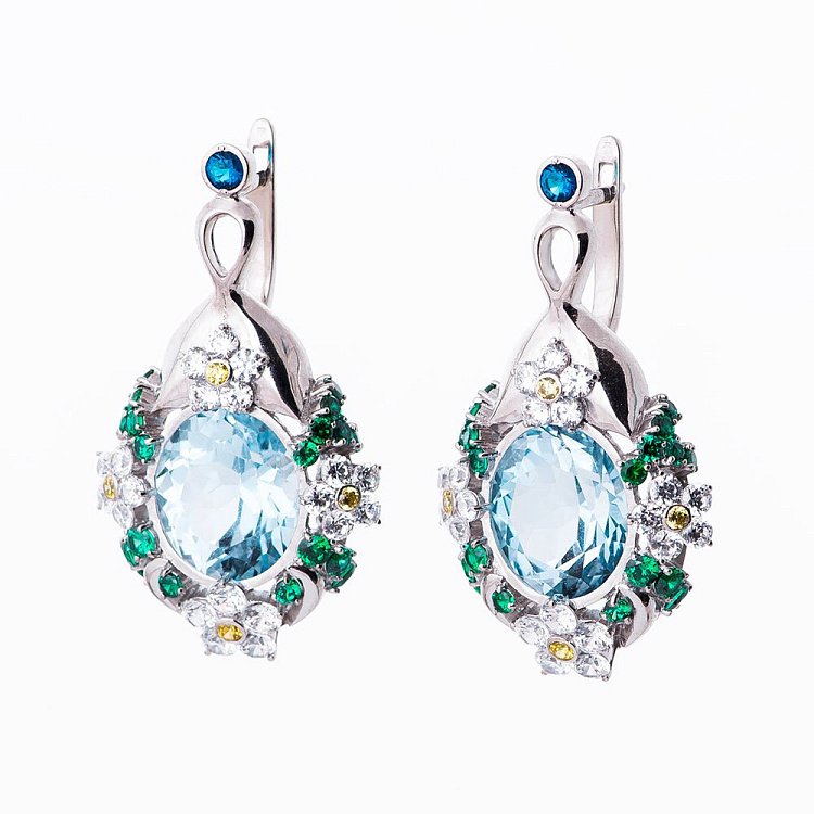 Золоті сережки з топазом і фіанітами 14048496т від ювелірного магазину Онікс