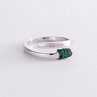 Серебряное кольцо "Спичка" (зеленые фианиты) 112596 от ювелирного магазина Оникс