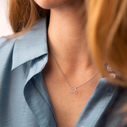 Срібне кольє "Кругообіг" з фіанітами 1102 №2