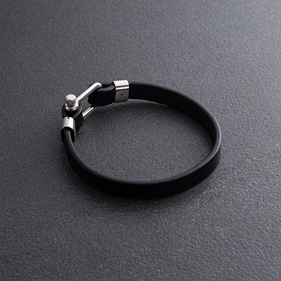 Кожаный браслет с серебряными вставками 1316 №3