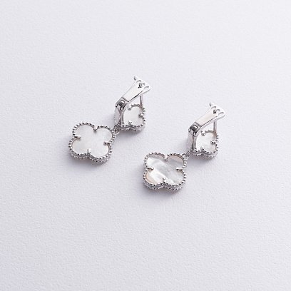 Срібні сережки "Конюшина" (перламутр) 123379 №3