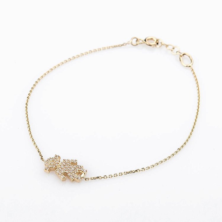 Золотой браслет "Девочка с фианитами" б02532 от ювелирного магазина Оникс