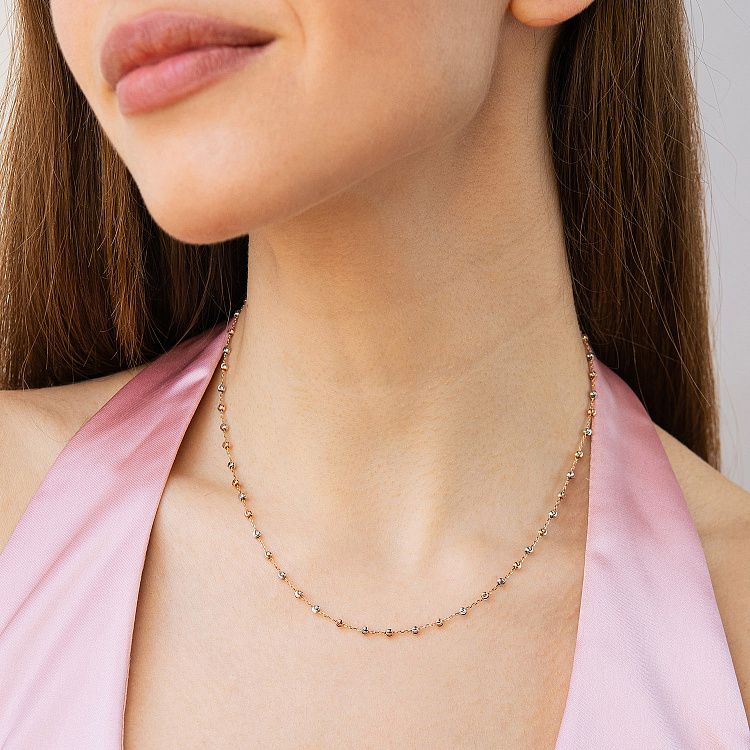 Колье "Шарики" (красное, белое золото) кол02606 от ювелирного магазина Оникс - 5