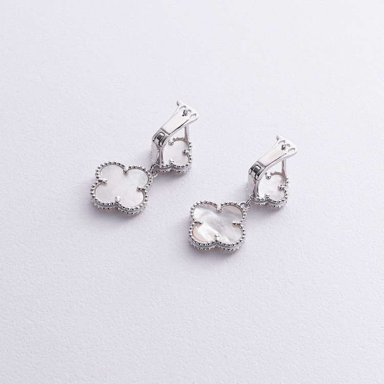 Срібні сережки "Конюшина" (перламутр) 123379 від ювелірного магазину Онікс - 2