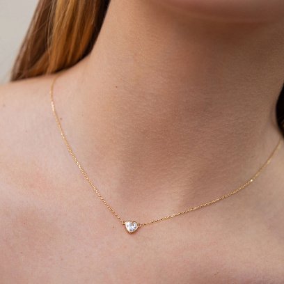 Колье "Сердечко" в желтом золоте кол01822 №11