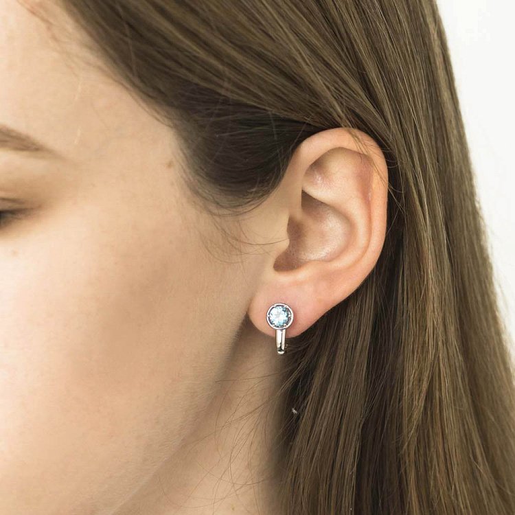 Золоті сережки з блакитним топазом с02409 від ювелірного магазину Онікс - 2