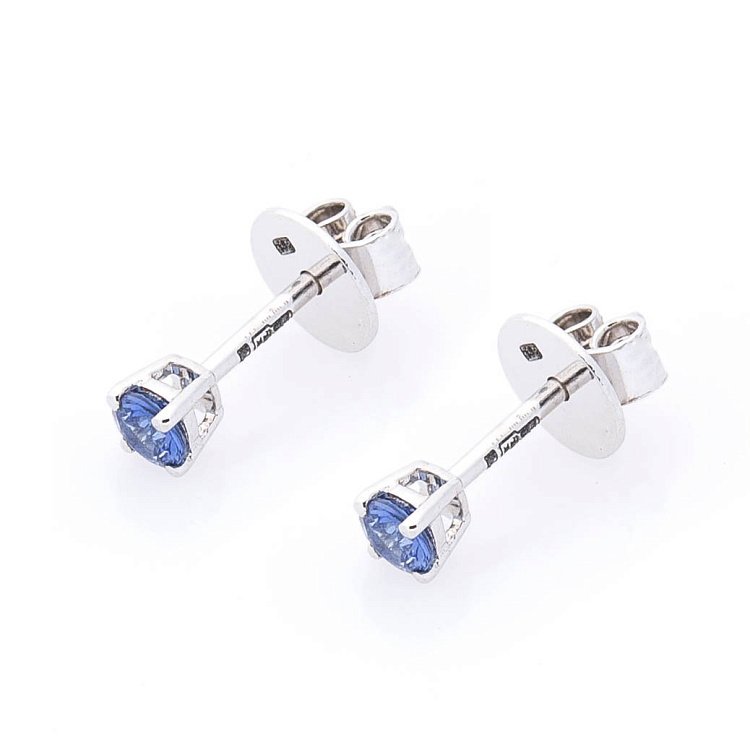 Золотые серьги-пусеты с синими сапфирами сб0117gl от ювелирного магазина Оникс