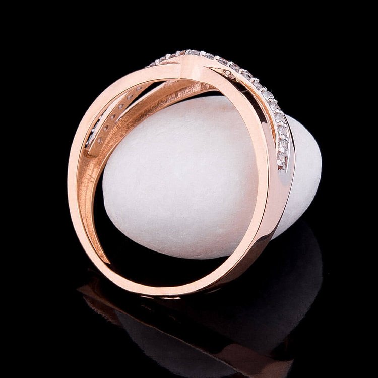 Золота каблучка з фіанітами к03961 від ювелірного магазину Онікс - 1