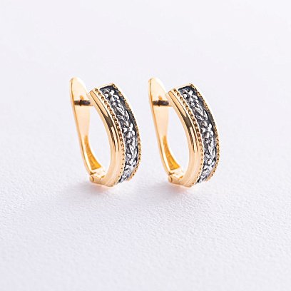 Серебряные серьги "Цветочки" с позолотой 122793