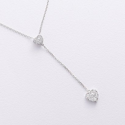 Золотое колье - галстук "Сердечки" с бриллиантами колб0120mi №7