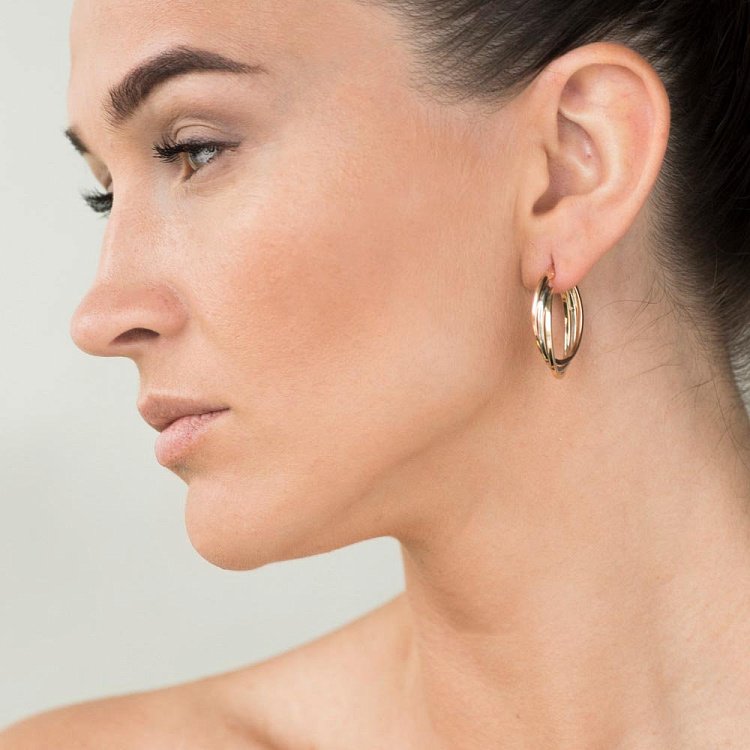 Золотые серьги-кольца с05149 от ювелирного магазина Оникс