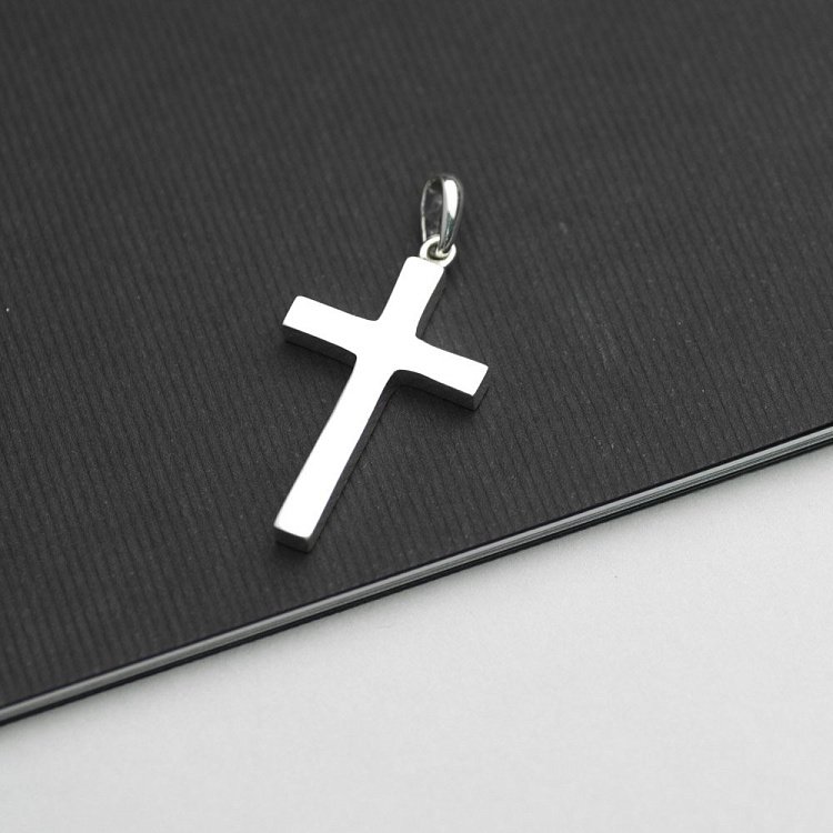Серебряный крест ручной работы "Минимализм" 132750 от ювелирного магазина Оникс - 6
