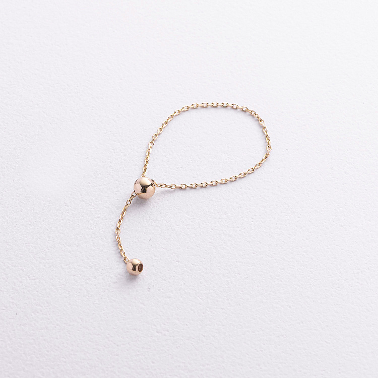 Кольцо "Шарик на цепочке" в желтом золоте к08111 от ювелирного магазина Оникс - 1