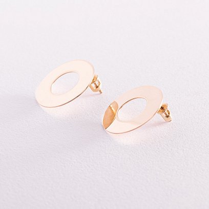 Золоті сережки - пусети "Дзеркальні" с07697 №2