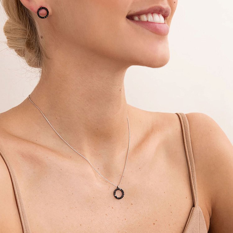 Золоте кольє "Кругообіг" (чорні діаманти) 1.2 см колб0063di від ювелірного магазину Онікс - 3