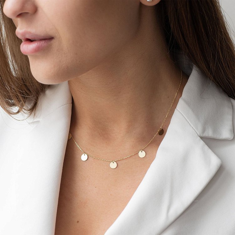 Золотое колье с монетками (5 шт) кол01432 от ювелирного магазина Оникс - 2