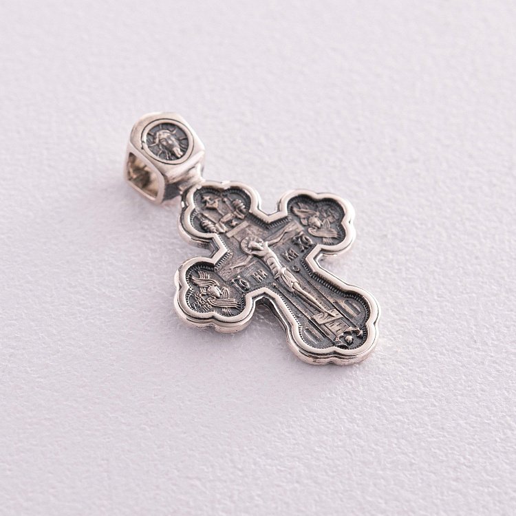 Срібний православний хрестик "Розп'яття. Рафаїл і святі цілителі" 131282 від ювелірного магазину Онікс